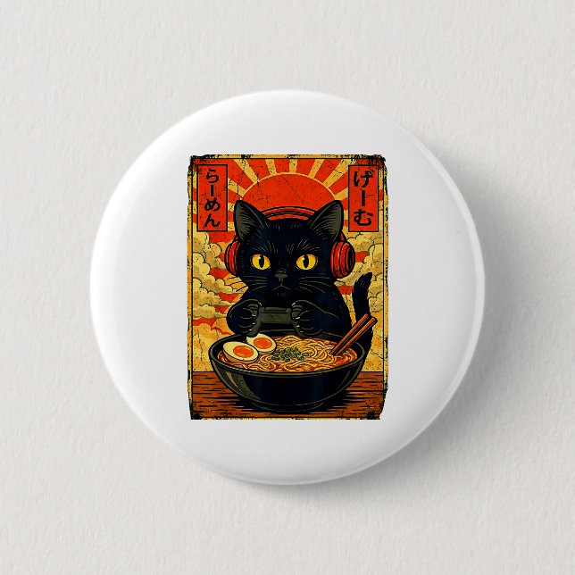 Funny Cat Gamer Men Anime Kawaii Gaming Headset Ca Button (Vorderseite)