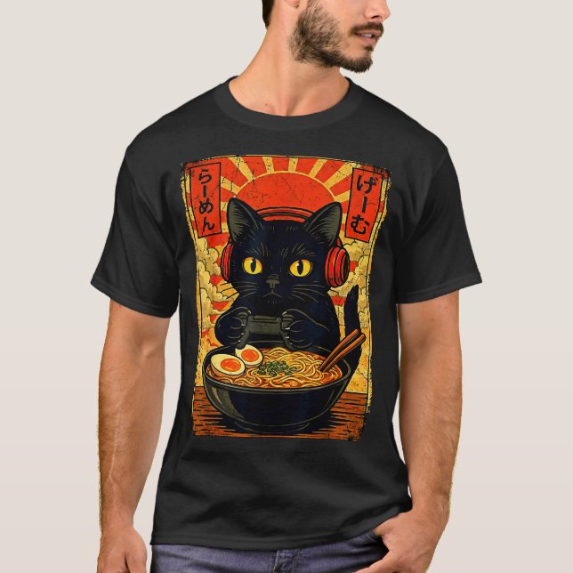 Funny Cat Gamer Men Anime Kawaii Gaming Headset Ca T-Shirt (Vorderseite)