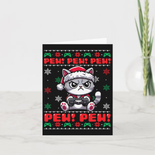 Funny Cat Gamer Pew Video Game Ugi Weihnachtsjunge Karte