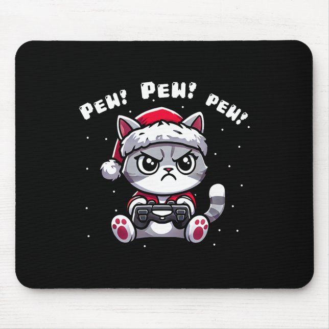 Funny Cat Gamer Pew Video Game Weihnachtsjungen Ki Mousepad (Vorne)