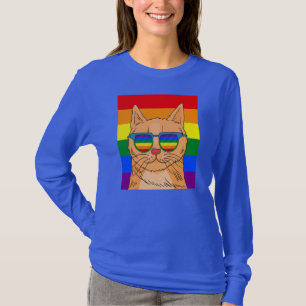 Funny Cat Gay Pride Niedlich LGBT Tier Pächter Lov T-Shirt