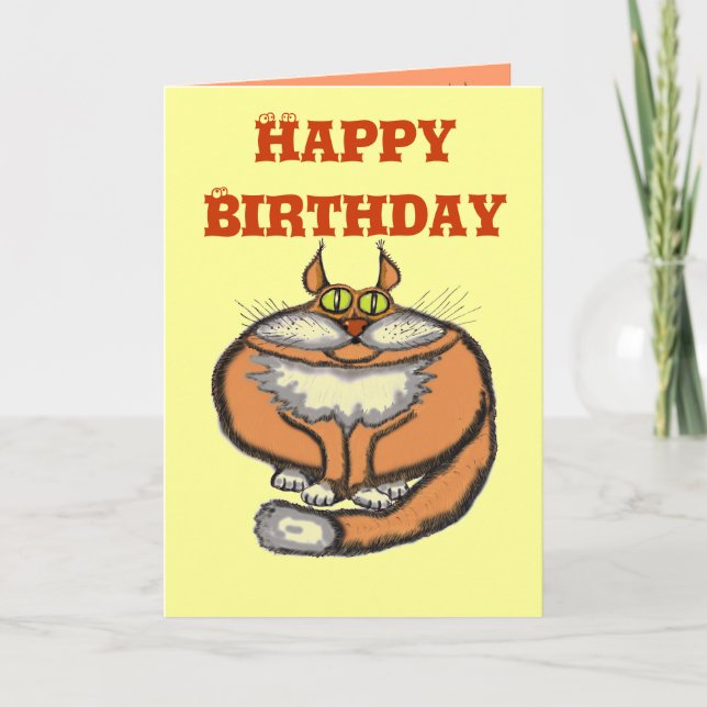 Funny Cat Geburtcard Karte (Vorderseite)