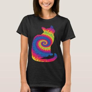 Funny Cat Gefärbte Krawatte Rainbow Hippie Costume T-Shirt
