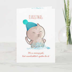 Funny cat gezogenes Garn Strickfaser Weihnachten