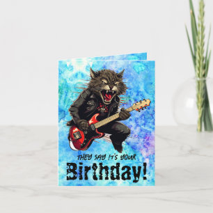 Funny Cat Gitarre Geburtstag geklappte Grußkarte Karte