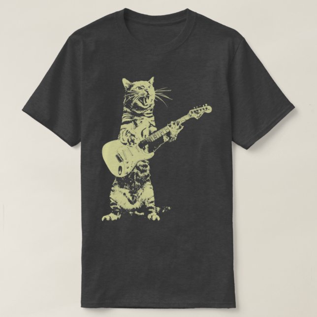 Funny CAt Gitarre spielen T-Shirt (Design vorne)
