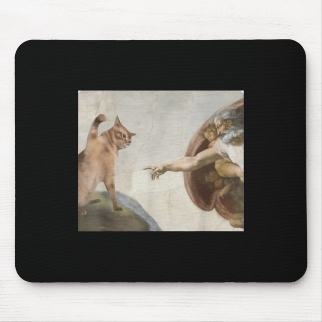 Funny Cat God Creation von Adam Meme Michelangelo  Mousepad (Vorne)