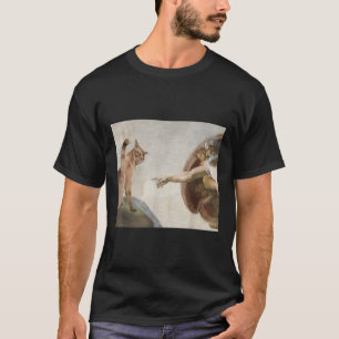 Funny Cat God Creation von Adam Meme Michelangelo T-Shirt