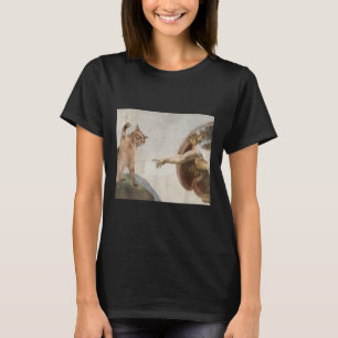 Funny Cat God Creation von Adam Meme Michelangelo T-Shirt