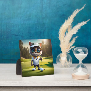 Funny Cat Golf Player, Fotoplatte
