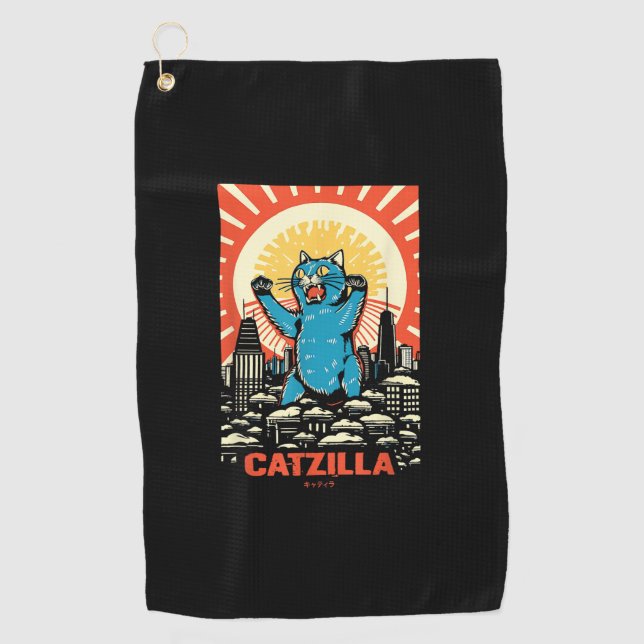Funny Cat Golfhandtuch (Vorderseite)