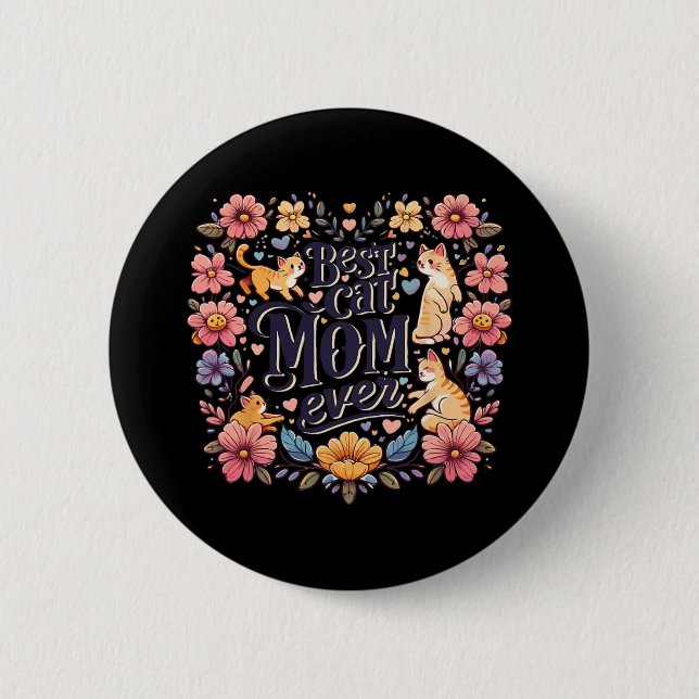 Funny Cat Grafik Frauen Mutter Katze Kätzchen Best Button (Vorderseite)