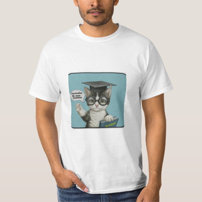 Funny Cat Grammatik Polizei T-Shirt (Vorderseite)