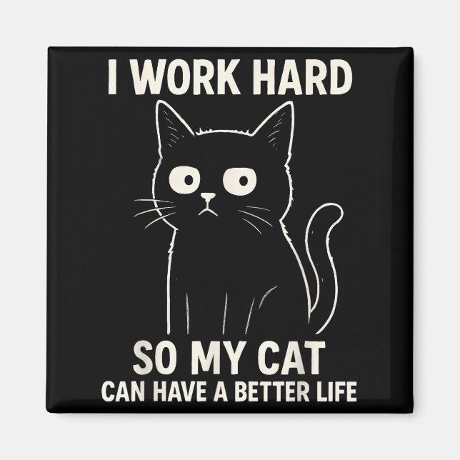 Funny Cat Graphic Tee Men Women Coworker Meme Humo Magnet (Vorne)