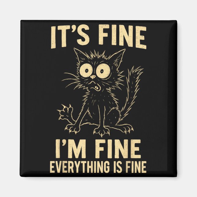 Funny Cat Graphic Tee Men Women Kids Weird Crazy M Magnet (Vorne)