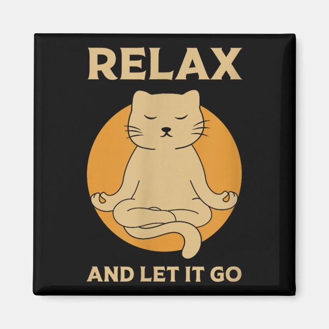 Funny Cat Graphic Yoga Zen Meditation Magnet (Vorne)