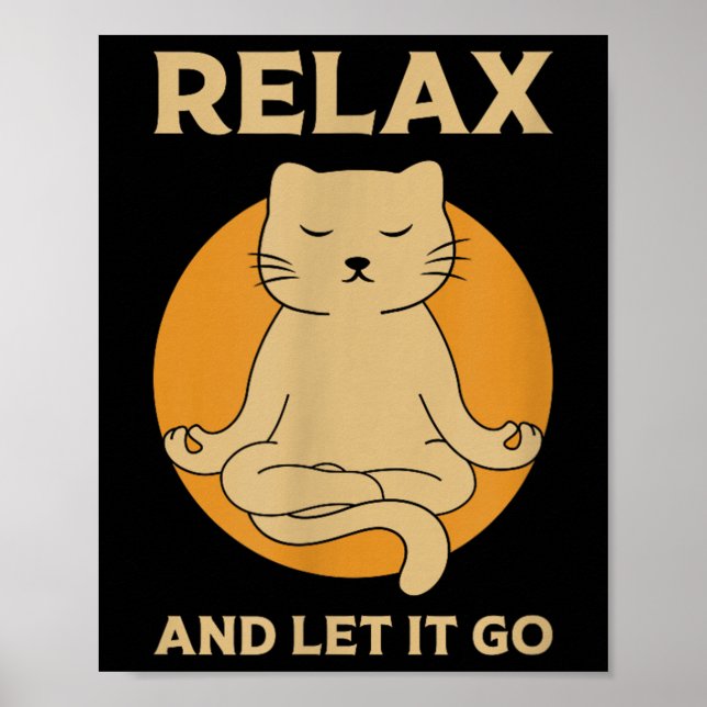 Funny Cat Graphic Yoga Zen Meditation Poster (Vorne)