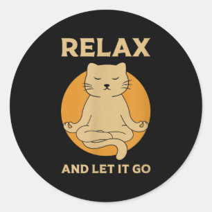 Funny Cat Graphic Yoga Zen Meditation Runder Aufkleber