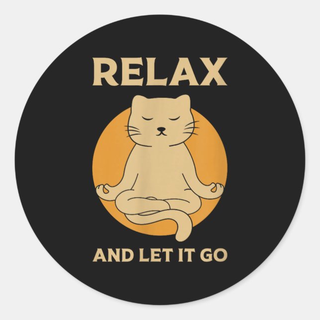 Funny Cat Graphic Yoga Zen Meditation Runder Aufkleber (Vorderseite)