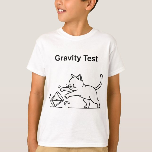 Funny Cat Gravity Test | Niedlich Science Kitten S T-Shirt (Vorderseite)