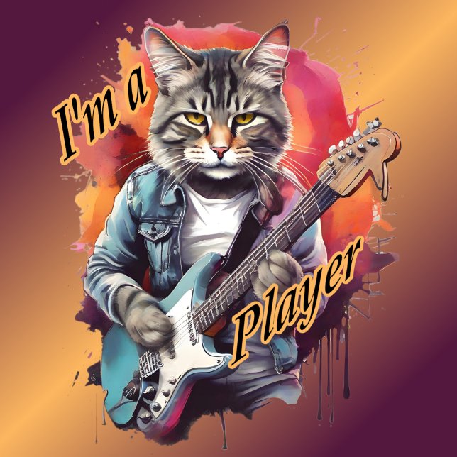Funny Cat Guitar Ich bin ein Spieler T-Shirt (Von Creator hochgeladen)