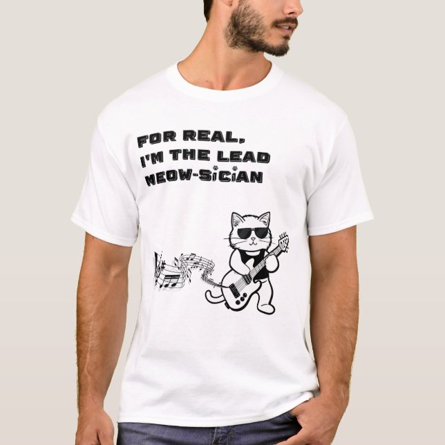 Funny Cat Guitar Music T-Shirt (Vorderseite)
