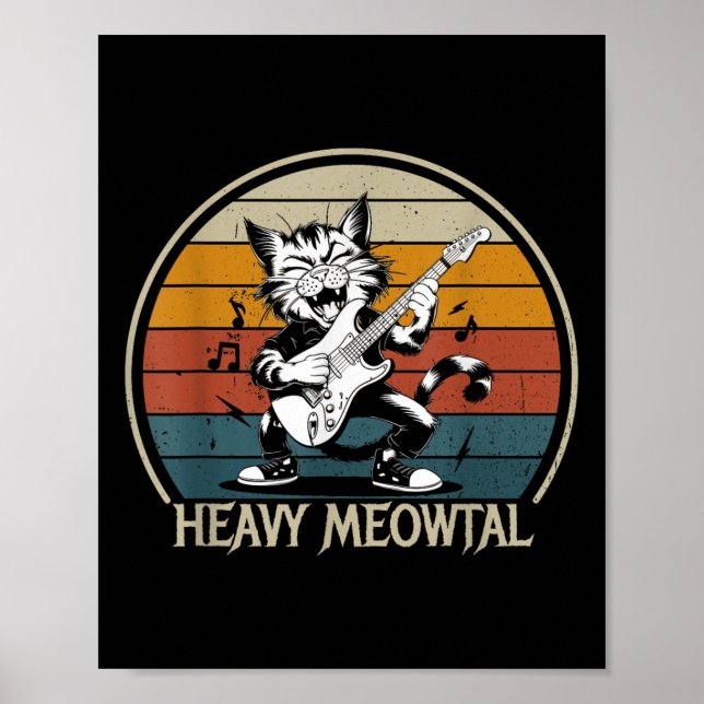 Funny Cat Guitar Shirt - Jamming Rock Cat Playing Poster (Vorne)
