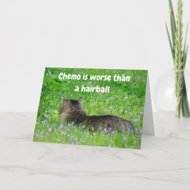 Funny Cat Hairball Cancer Karte (Vorderseite)