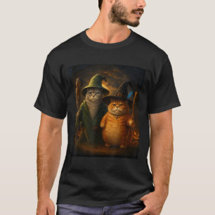 Funny Cat Halloween Cat Meme Wizard Cat Weiß Niedl T-Shirt