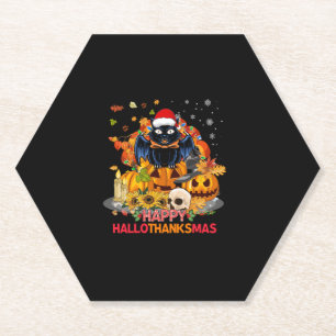 Funny Cat Happy Hallothanksmas Halloween Thanksgiv Untersetzer