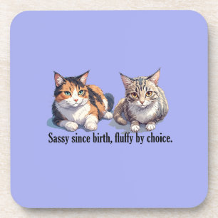 Funny Cat Hard plastic Untersetzer - Light Blue