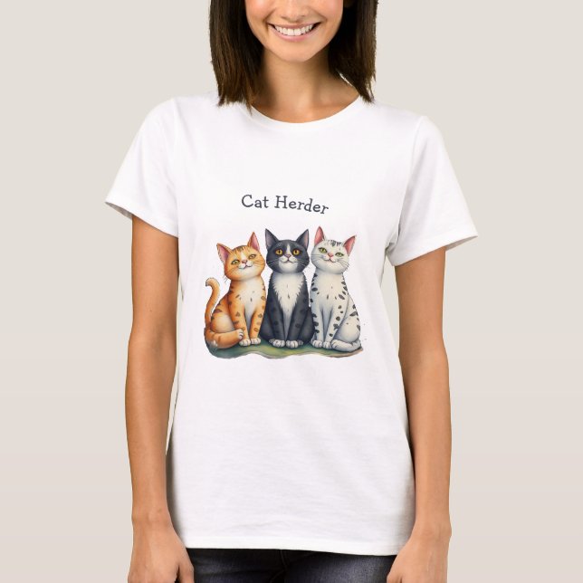 Funny Cat Herder für den Cat Lover T-Shirt (Vorderseite)