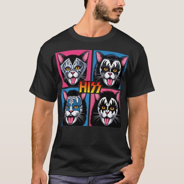 Funny Cat Hiss Rock and Roll for Cat Lover Cat Vat T-Shirt (Vorderseite)