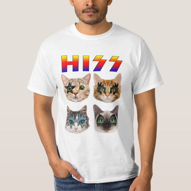 Funny Cat Hiss Rock and Roll for Cat Lover T-Shirt (Vorderseite)