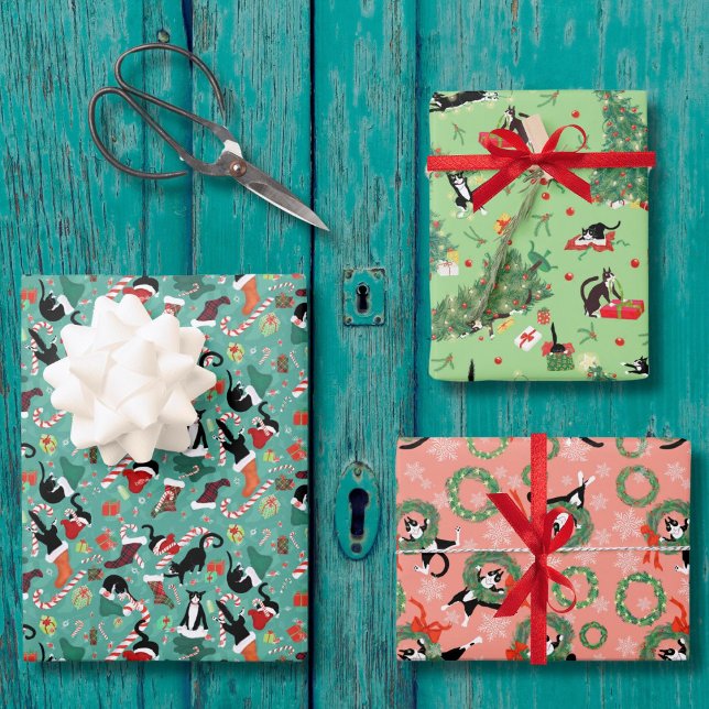 Funny Cat Holiday Trio Geschenkpapier Set (Editors pick of my funny cat Christmas wrap trio. There are several collections and full rolls)