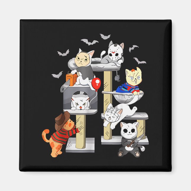 Funny Cat Horror Movies Cute Halloween Cat Lovers  Magnet (Vorne)