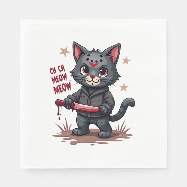 Funny Cat Horror Movies Cute Halloween for Cat Kit Serviette (Vorderseite)