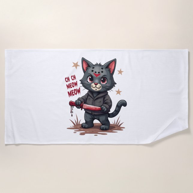 Funny Cat Horror Movies Cute Halloween for Cat Kit Strandtuch (Vorderseite)