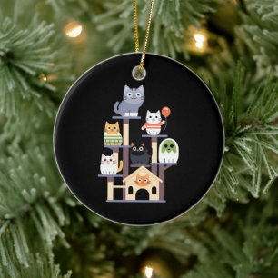 Funny Cat Horror Movies Niedlich Halloween Cat Kit Keramik Ornament