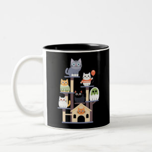 Funny Cat Horror Movies Niedlich Halloween Cat Kit Zweifarbige Tasse