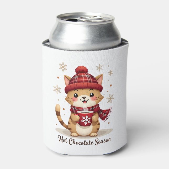 Funny Cat Hot Choco Jahreszeit Frohe Weihnachten M Dosenkühler
