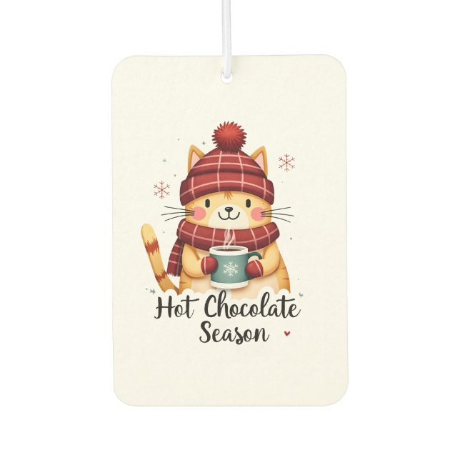 Funny Cat Hot Choco Season Merry Christmas Mom Dad Autolufterfrischer (Vorderseite)