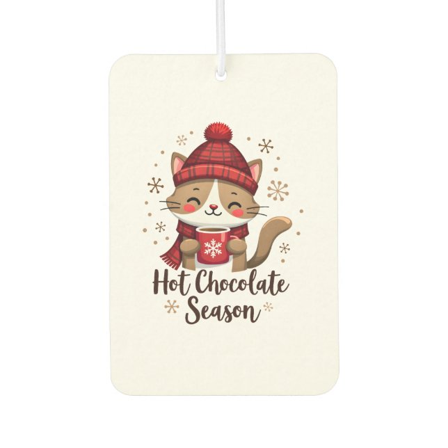 Funny Cat Hot Choco Season Merry Christmas Mom Dad Autolufterfrischer (Vorderseite)