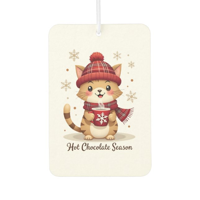 Funny Cat Hot Choco Season Merry Christmas Mom Dad Autolufterfrischer (Vorderseite)