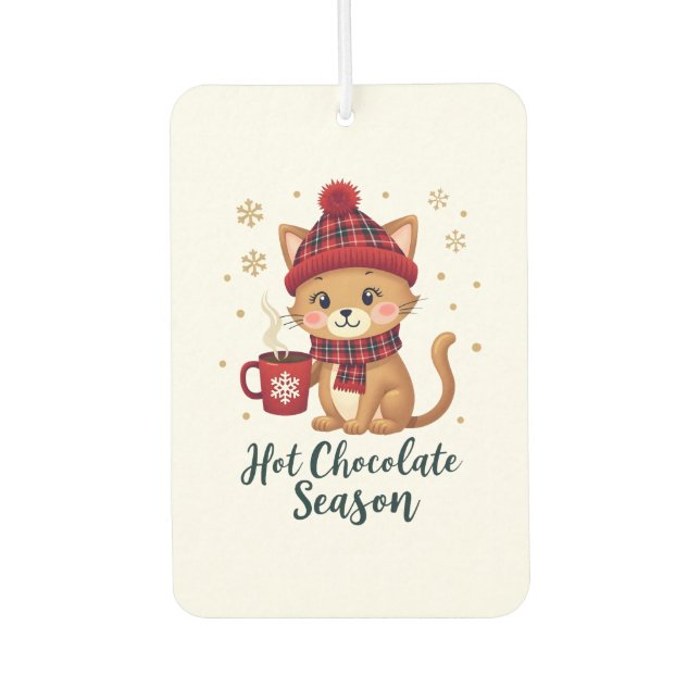 Funny Cat Hot Choco Season Merry Christmas Mom Dad Autolufterfrischer (Vorderseite)
