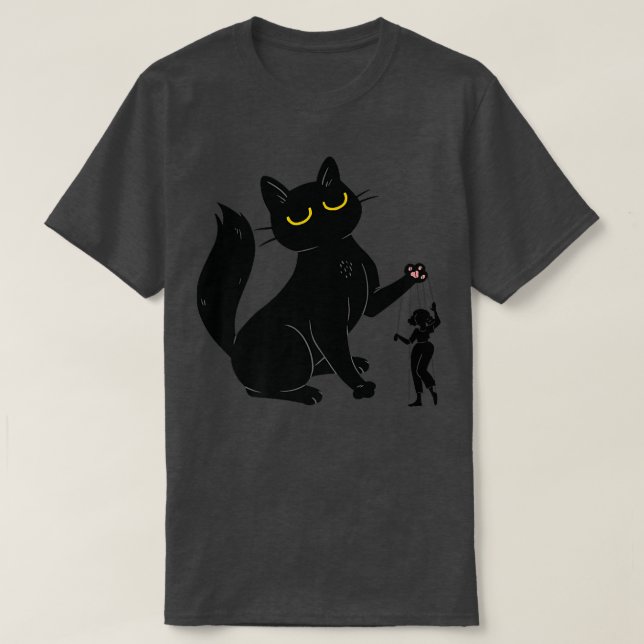 Funny Cat & Human Puppet  T-Shirt (Design vorne)