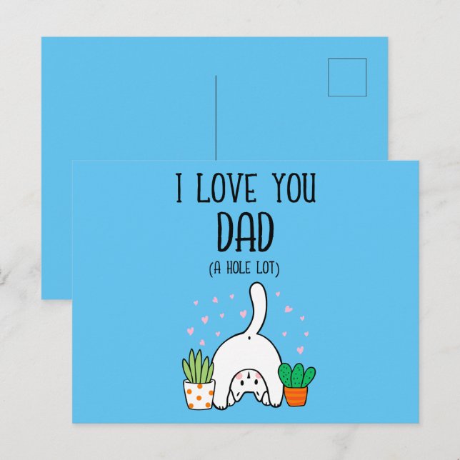 Funny Cat I Liebe Sie Vater A Hole Lot Postkarte (Vorne/Hinten)