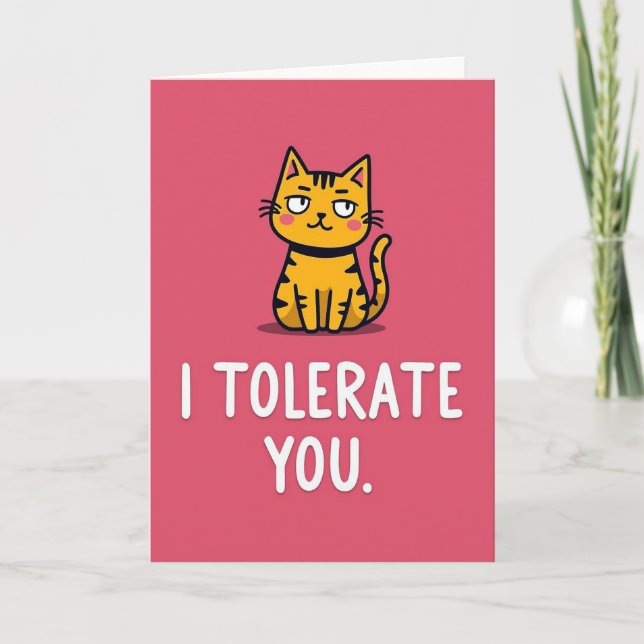 Funny Cat I Tolerate You Card Karte (Vorderseite)
