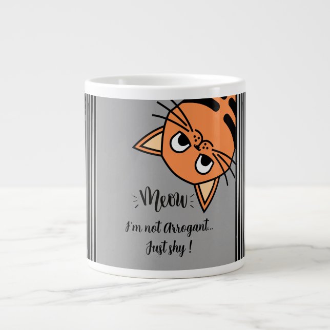 Funny Cat, ich bin nicht arrogant, nur schüchtern Jumbo-Tasse (Vorderseite)