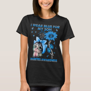 Funny Cat Ich trage Blau für meinen Sohn Diabetes T-Shirt